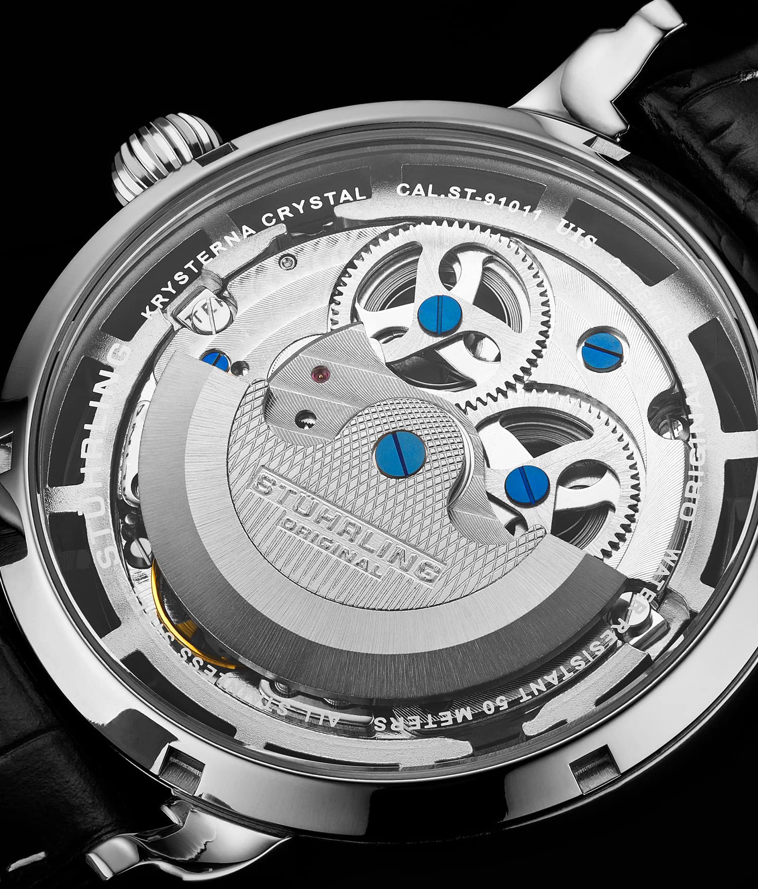 Anatol Dual Time 371 Automatic 46mm Skeleton Watch for Men - Luxury Stainless Steel Mechanical Timepiece with Exhibition Caseback - Perfect for Business, Formal Events & Gift Giving