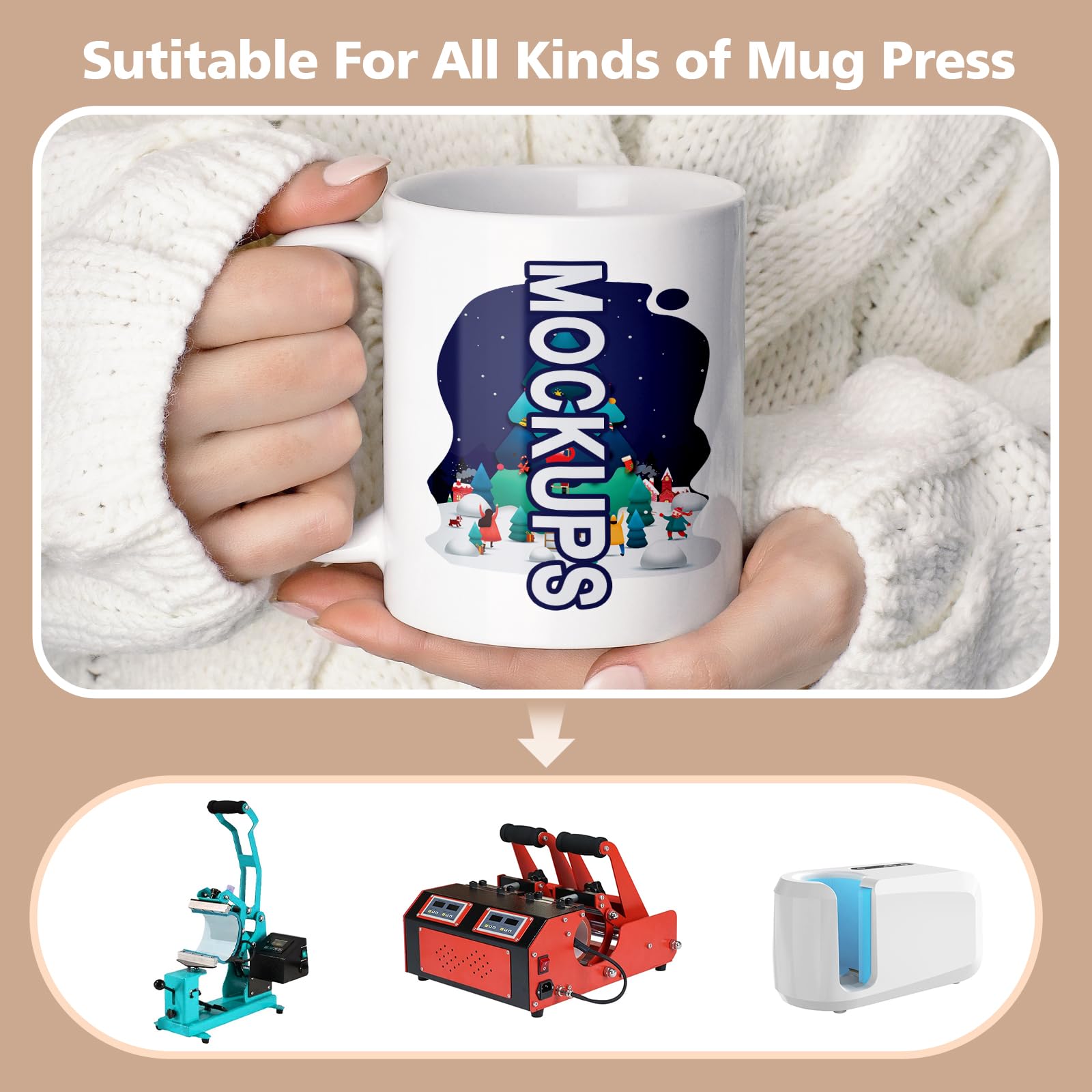 11oz Sublimation Mugs 12-Pack - White Ceramic Blank Coffee Cups for Photo Printing | Bulk Sublimation Supplies with Heat Tape & Transfer Paper | Perfect for DIY Crafts, Personalized Gifts & Small Business Promotions