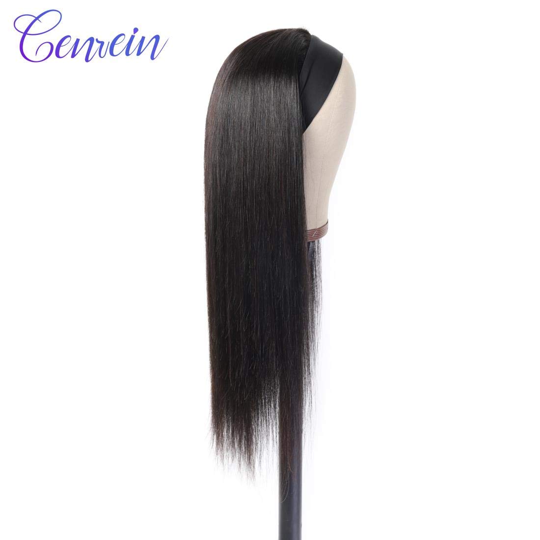 Brazilian Straight Headband Wigs for Black Women - 150% Density Glueless Machine Made Wig with No Lace Front - 18 Inch Natural Color Headband Wig for Daily Wear, Parties & Special Occasions