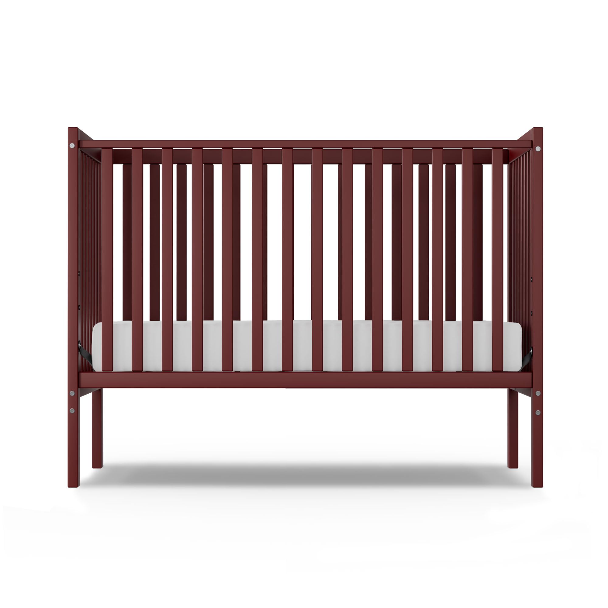 5-in-1 Convertible Baby Crib to Toddler Bed - Sustainable Natural Pinewood, Non-Toxic Finish, Full Size Nursery Furniture (Cherry) - Perfect for Small Spaces & Growing Families