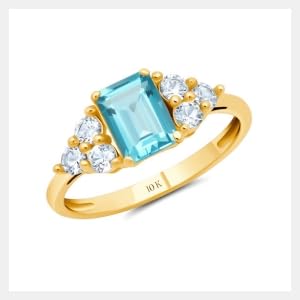 Swiss Blue Topaz | Yellow Gold