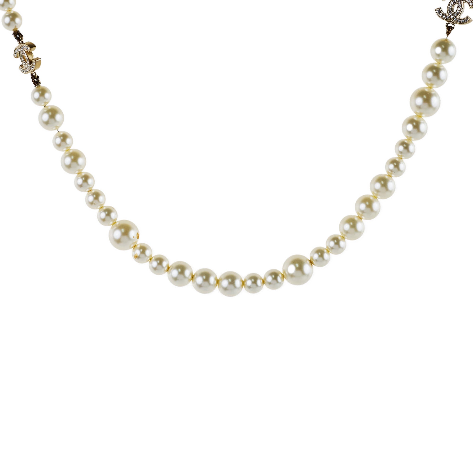 Chanel Pearl Long CC Logo Necklace - Elegant Costume Jewelry for Women | Perfect for Parties, Weddings & Special Occasions