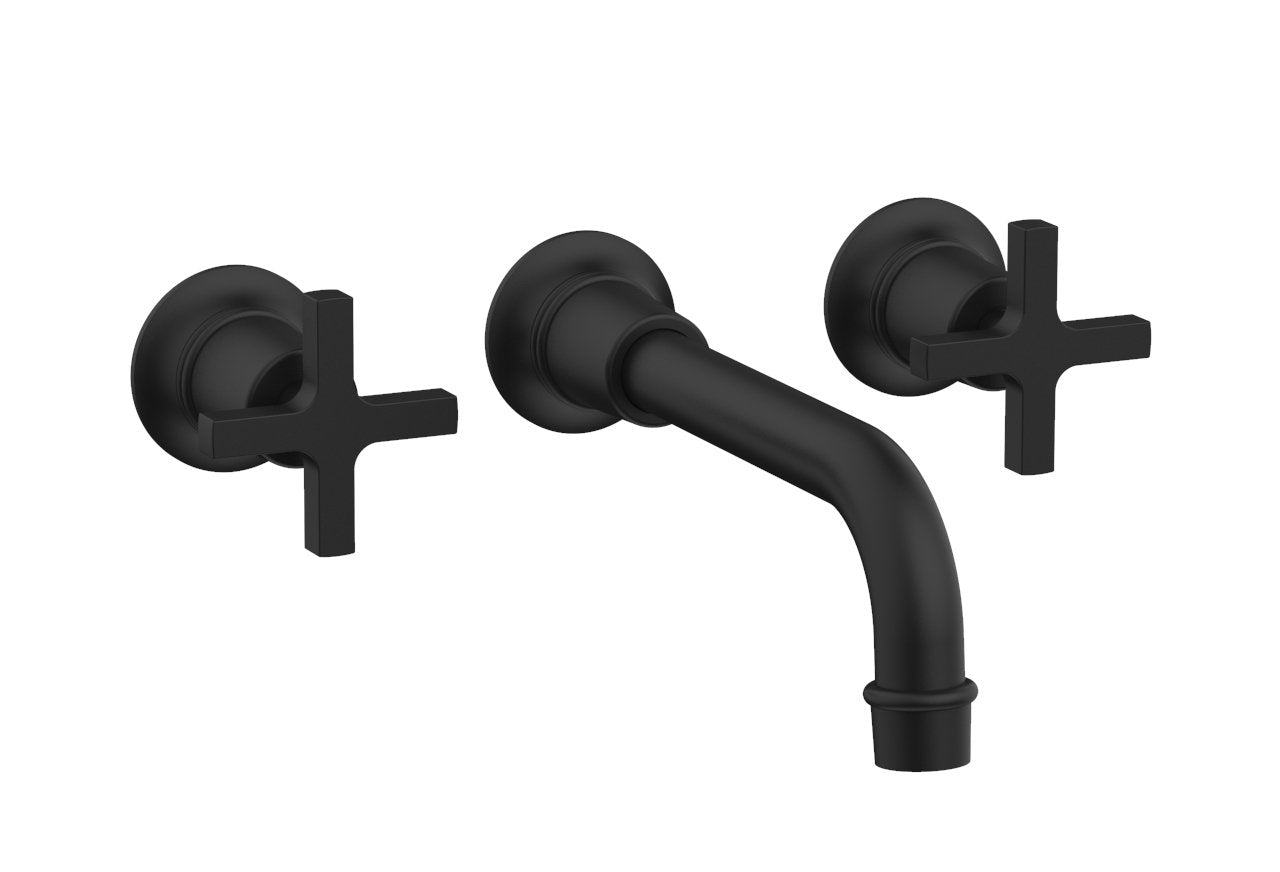 HEX MODERN Wall Mount Tub Faucet Set with Cross Handles - Model 501-58 - Perfect for Bathroom Renovation and Modern Home Decor