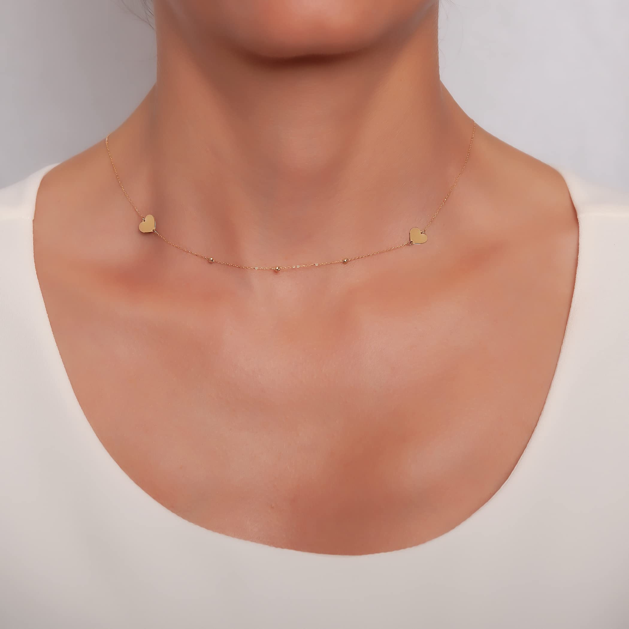14K Real Gold Pendant Necklace for Women - Elegant Dainty Jewelry Gift with 17.7