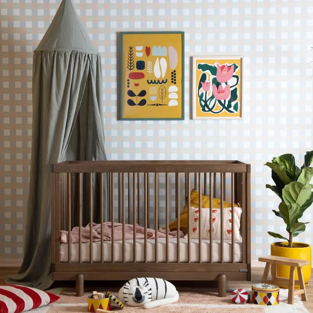 Bliss 4-in-1 Convertible Baby Crib in Walnut Finish | Nursery Bedroom Furniture for Newborns & Toddlers | Safe & Stylish Baby Bed for Daytime Naps & Overnight Sleep