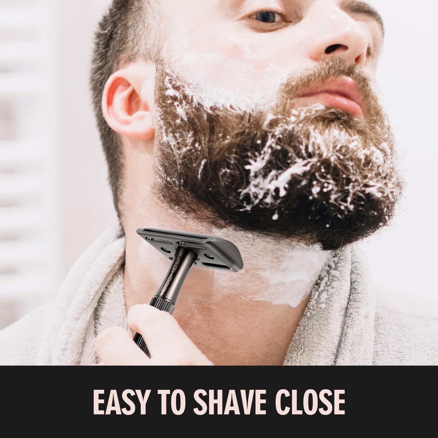 Premium Brass Safety Razor with 10 Double Edge Blades - Eco-Friendly Reusable Razor for Men with Weighted Long Handle - Perfect for Sensitive Skin & Close Shaving - Ideal for Travel, Daily Grooming & Wet Shaving Routine