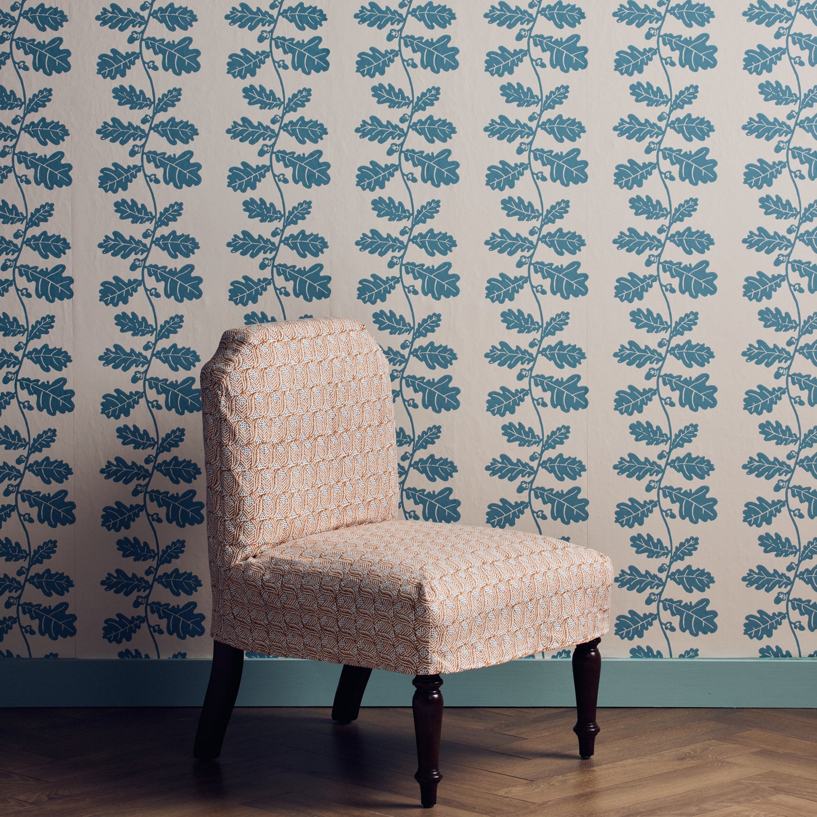 Sky Blue Acorn Pattern Wallpaper - Perfect for Nursery, Bedroom, and Living Room Decor