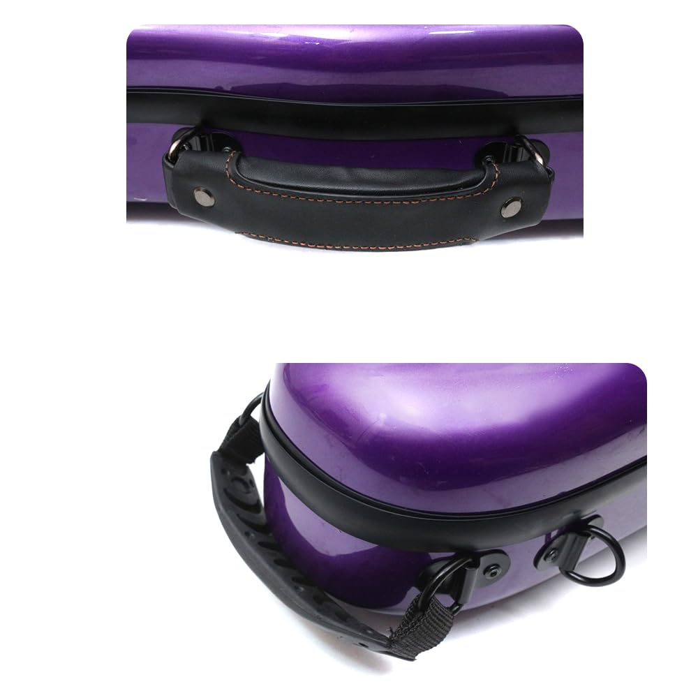 Premium 4/4 Full Size Carbon Fiber Violin Case - Lightweight & Durable Hard Shell Travel Case with Shoulder Straps & Cello-Style Design (Violet) - Perfect for Musicians, Air Travel & Professional Performances