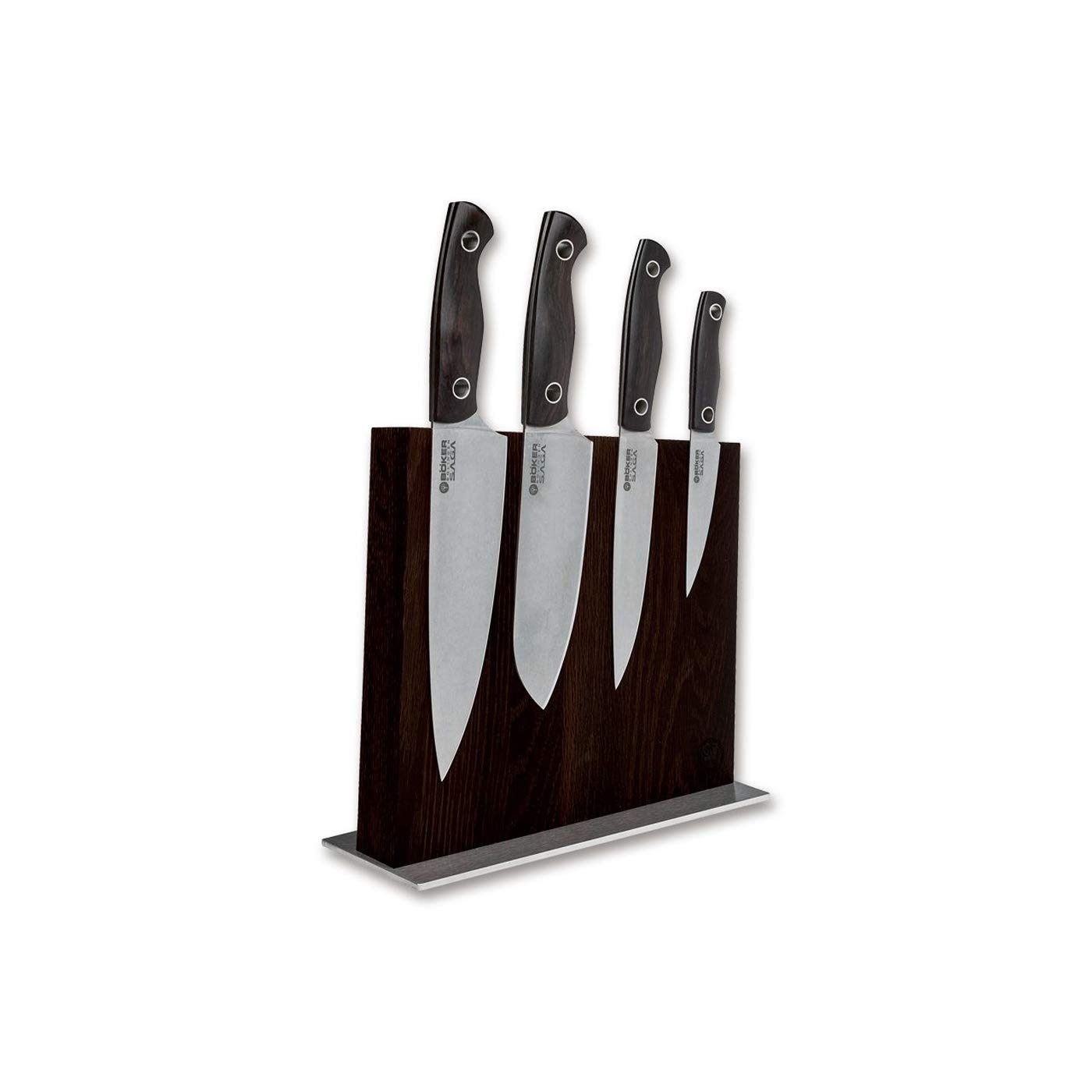 Boker Saga 5-Piece Knife Block Set with Grenadill Wood - Premium Kitchen Knives for Chefs & Home Cooking - Perfect for Slicing, Dicing & Food Prep