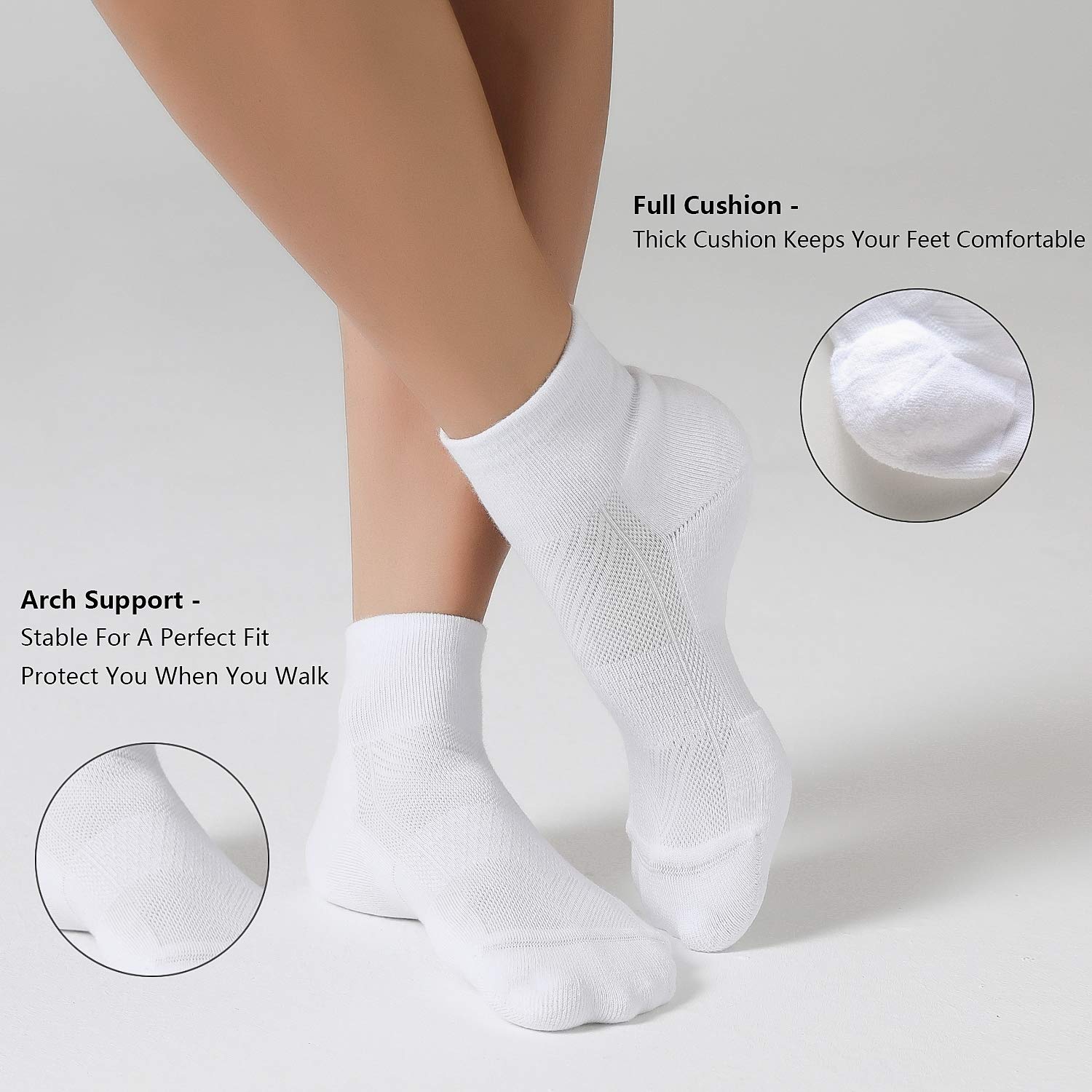 CelerSport 6 Pack Men's Breathable Cushioned Ankle Socks for Running, Sports & Workout - Comfortable Athletic Socks for Gym, Hiking & Daily Wear