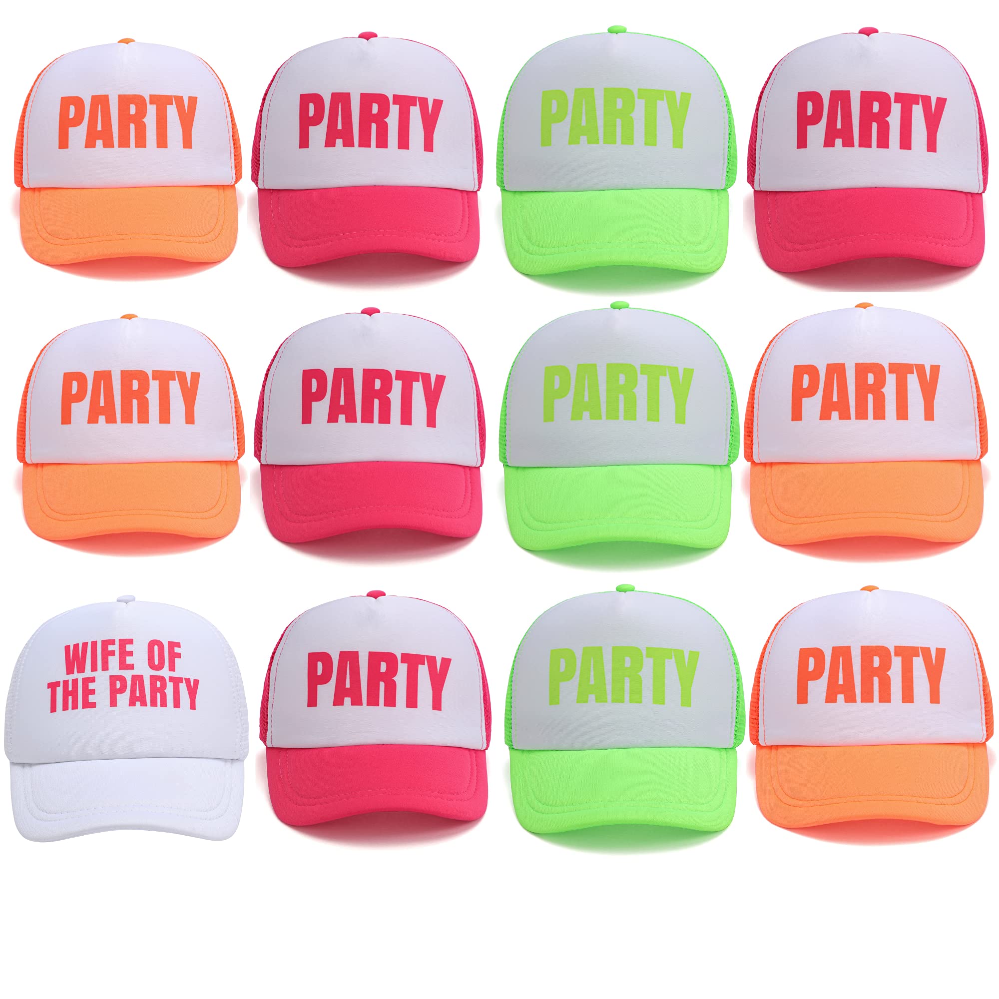 Bachelorette Party Hats for Bride & Bridal Tribe - Neon Trucker Hats & Fun Wedding Party Favors | Perfect for Bachelorette Parties, Bridal Showers & Girls Night Out