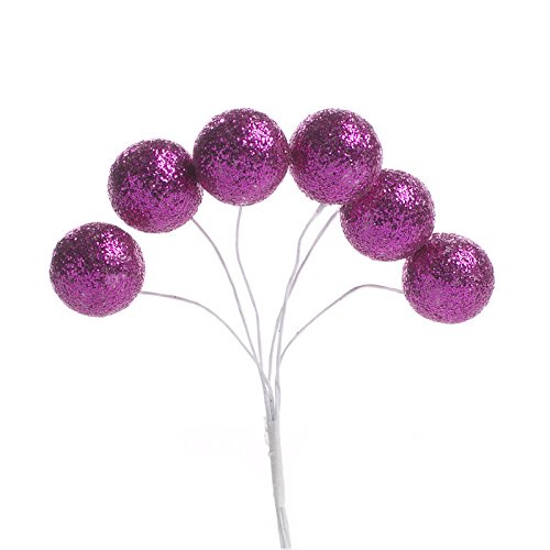 72 Pack Fuchsia Glitter Ball Picks for DIY Crafts, Wedding Favors, Party Decorations - Bulk Embellishment Supplies for Scrapbooking, Gift Wrapping & Home Decor