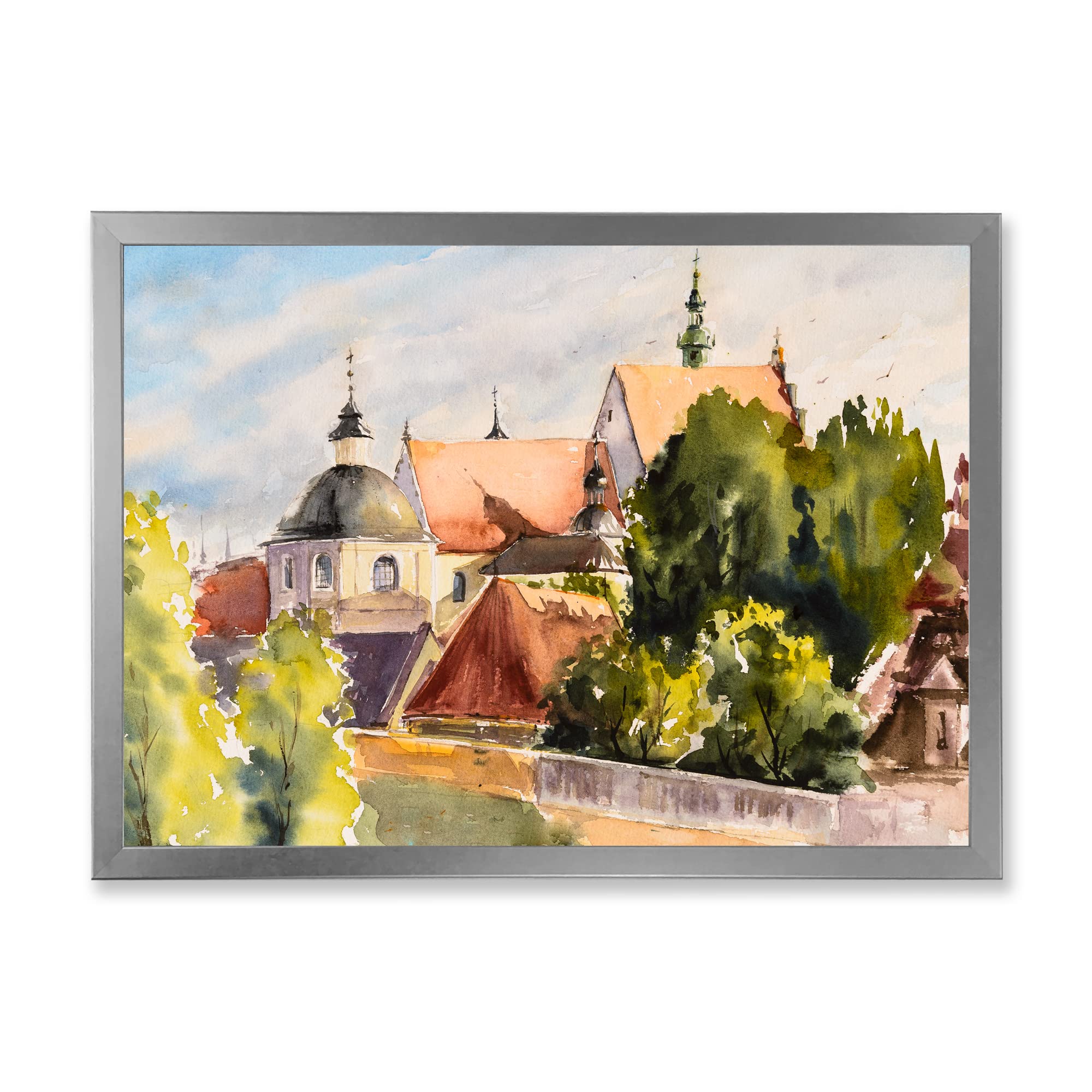 Vintage Polish City Landscape Traditional Framed Wall Art - Perfect for Living Room, Bedroom & Office Decor