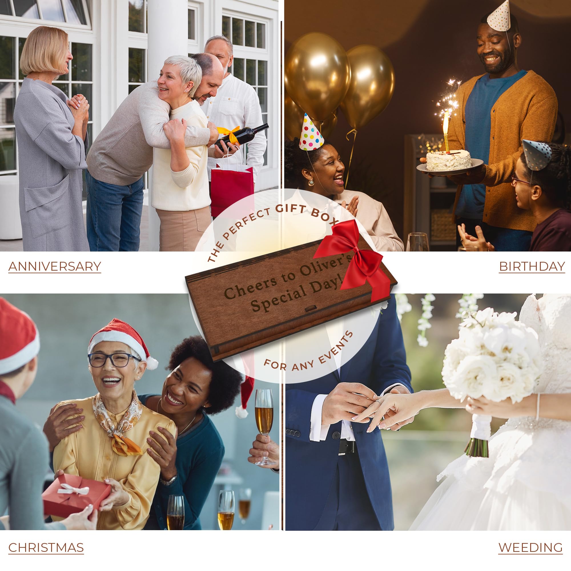 Personalized Engraved Wooden Gift Box for Wedding, Birthday, Anniversary & Graduation - Custom Cash Holder for Money Gifts - Perfect for Christmas, Special Occasions & Keepsake Storage