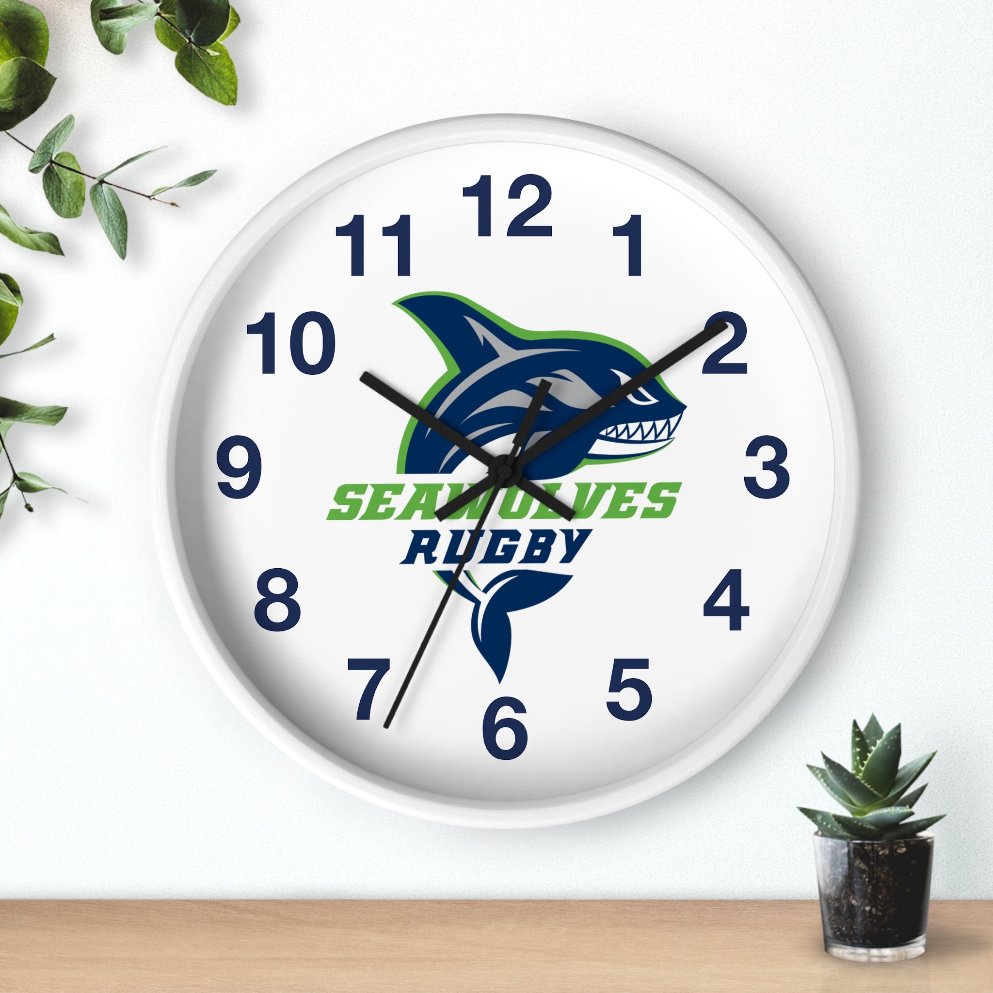 Seawolves Wall Clock - Silent Non-Ticking Battery Operated Round Clock for Home, Office, or Dorm Decor - Perfect for Sports Fans and Coastal Theme Rooms