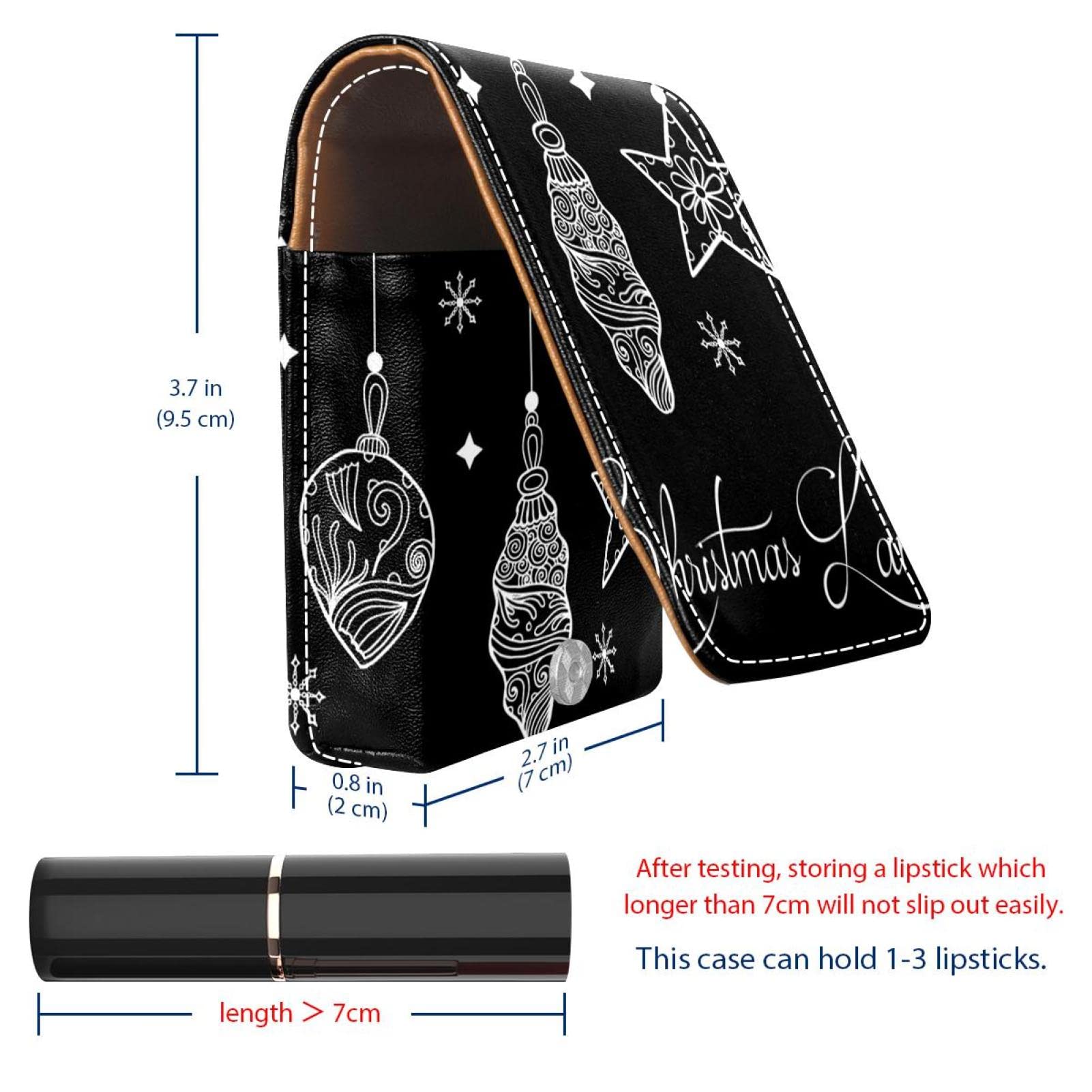 Custom Personalized Lipstick Case - Portable Makeup Bag & Cosmetic Pouch Organizer with Hand-Painted Christmas Lamp Design | Perfect for Travel, Gift Giving & Makeup Storage
