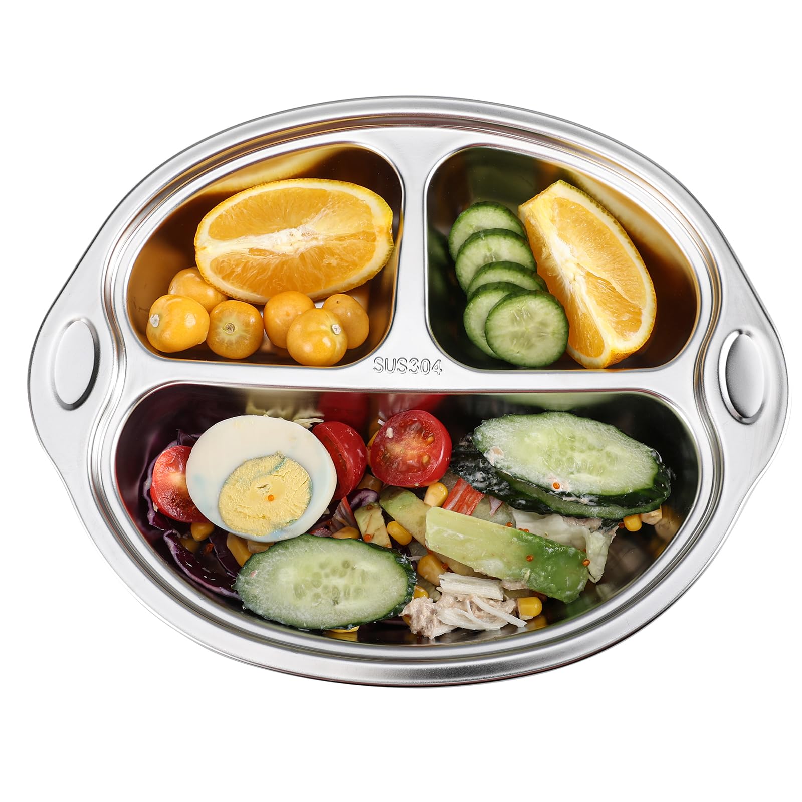 MR. CHOU Stainless Steel Baby Suction Plates - 3 Divided Toddler Plates for Baby Led Weaning | 100% Food Grade, BPA Free, Dishwasher Safe | Non-Slip Suction Base for High Chair & Travel | Perfect for Home, Daycare & On-the-Go Feeding (Blue)