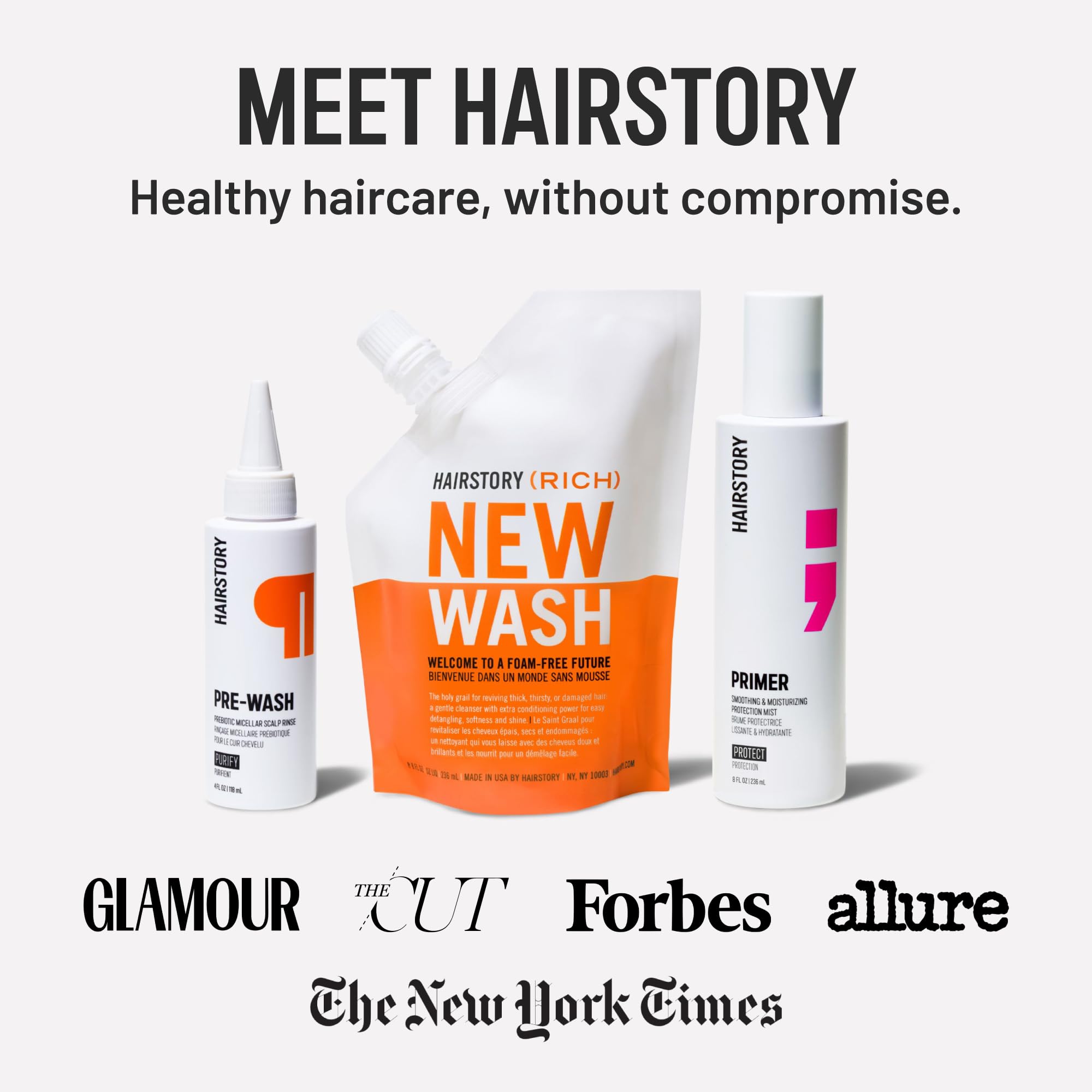 Hairstory New Wash Rich Hair Cleansing & Conditioning Bundle with Pre-Wash & Primer - Deep Moisturizing Treatment for Dry, Thick Hair - Perfect for Daily Haircare Routine & Salon-Quality Results at Home