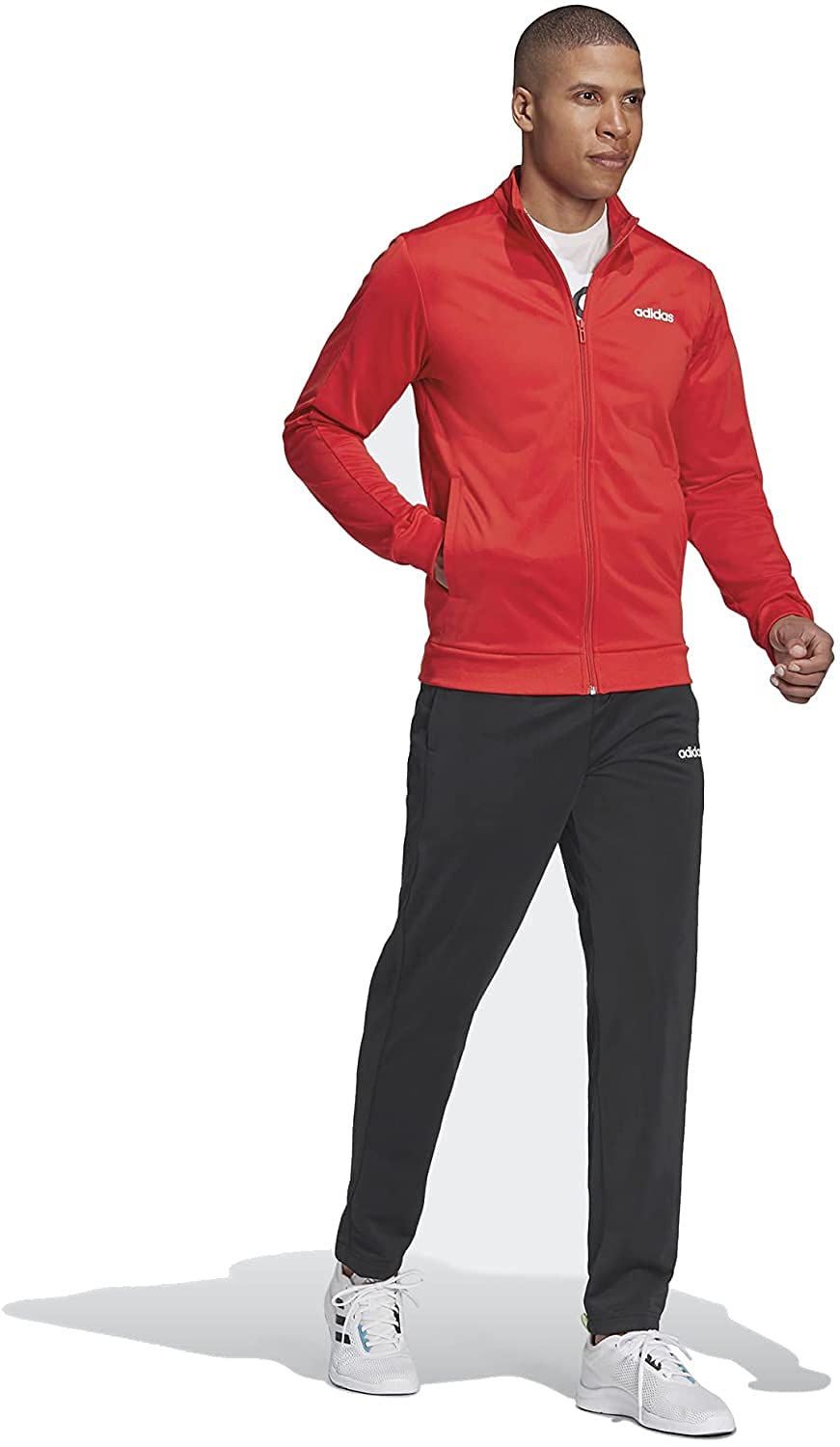 Adidas Essentials Basics Men's Track Suit - Comfortable Athletic Jogging Outfit for Running, Gym & Casual Wear