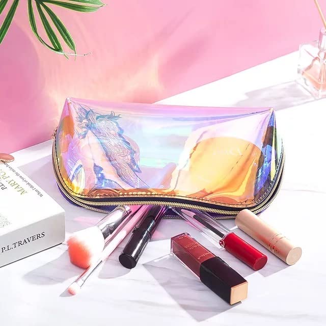 Stylish PU Leather Waterproof Makeup Bag for Women & Girls - Travel Cosmetic Organizer with Zipper Pouch - Perfect for Toiletries, Cosmetics & Travel Essentials (Ideal for Vacation, Gym & Daily Use)