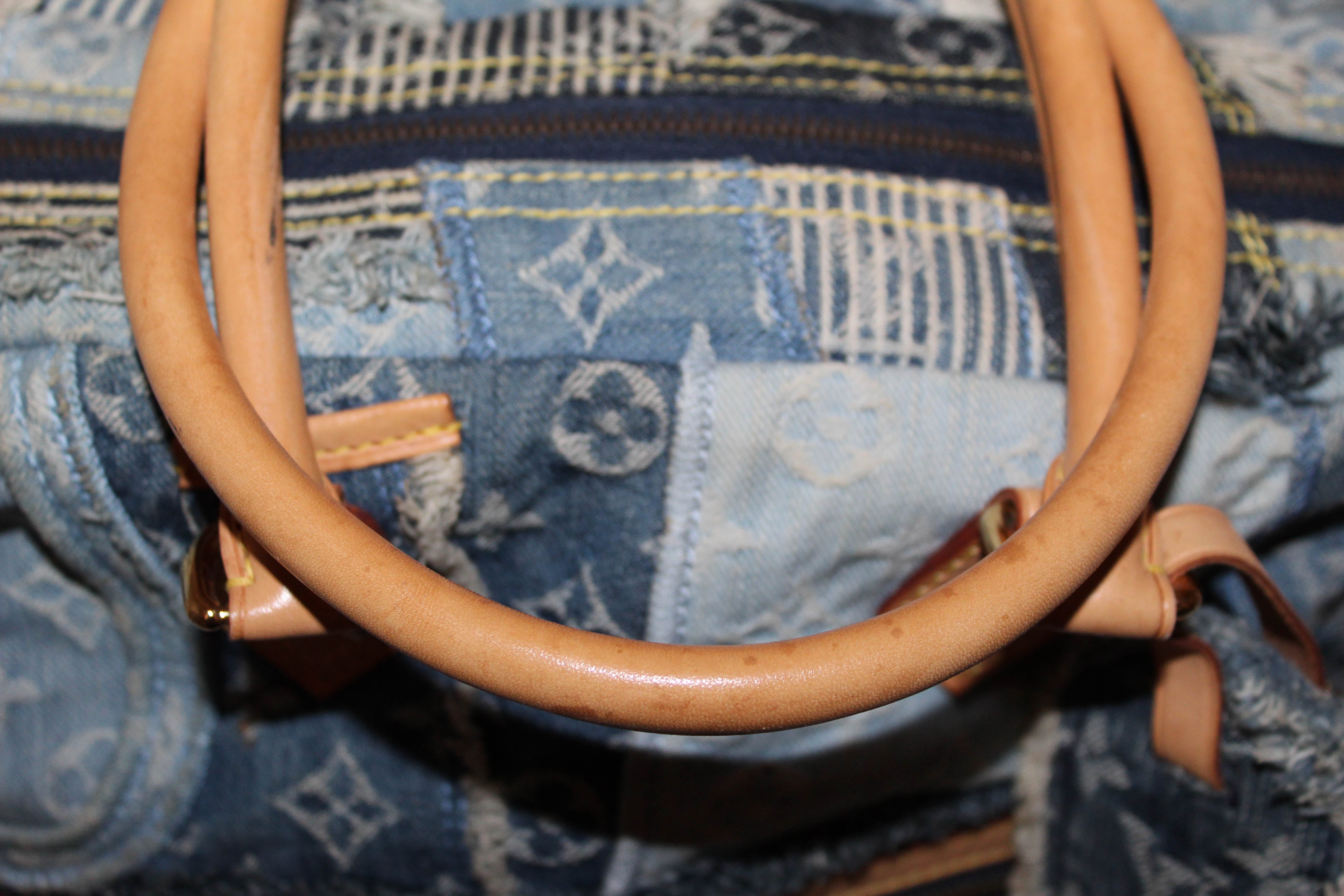 Authentic Louis Vuitton Blue Denim Patchwork Bowly Bag - Luxury Designer Handbag for Women, Fashion Shoulder Bag & Crossbody Purse - Perfect for Date Night, Shopping & Travel Accessories