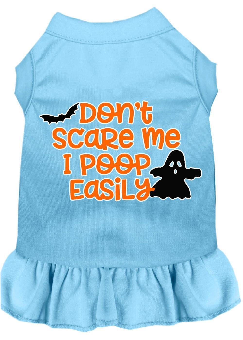 Halloween Pet Costume for Dogs & Cats - 'Don't Scare Me, I Poop Easily' Funny Printed Dog Shirt, White 4XL (30-45 lbs) - Perfect for Halloween Parties & Pet Photo Shoots