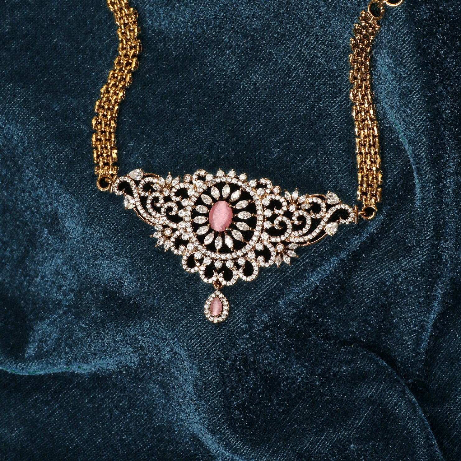 Lydia Nakshatra CZ Mini Choker Necklace - Elegant Cubic Zirconia Fashion Jewelry for Women, Perfect for Parties, Weddings & Date Nights