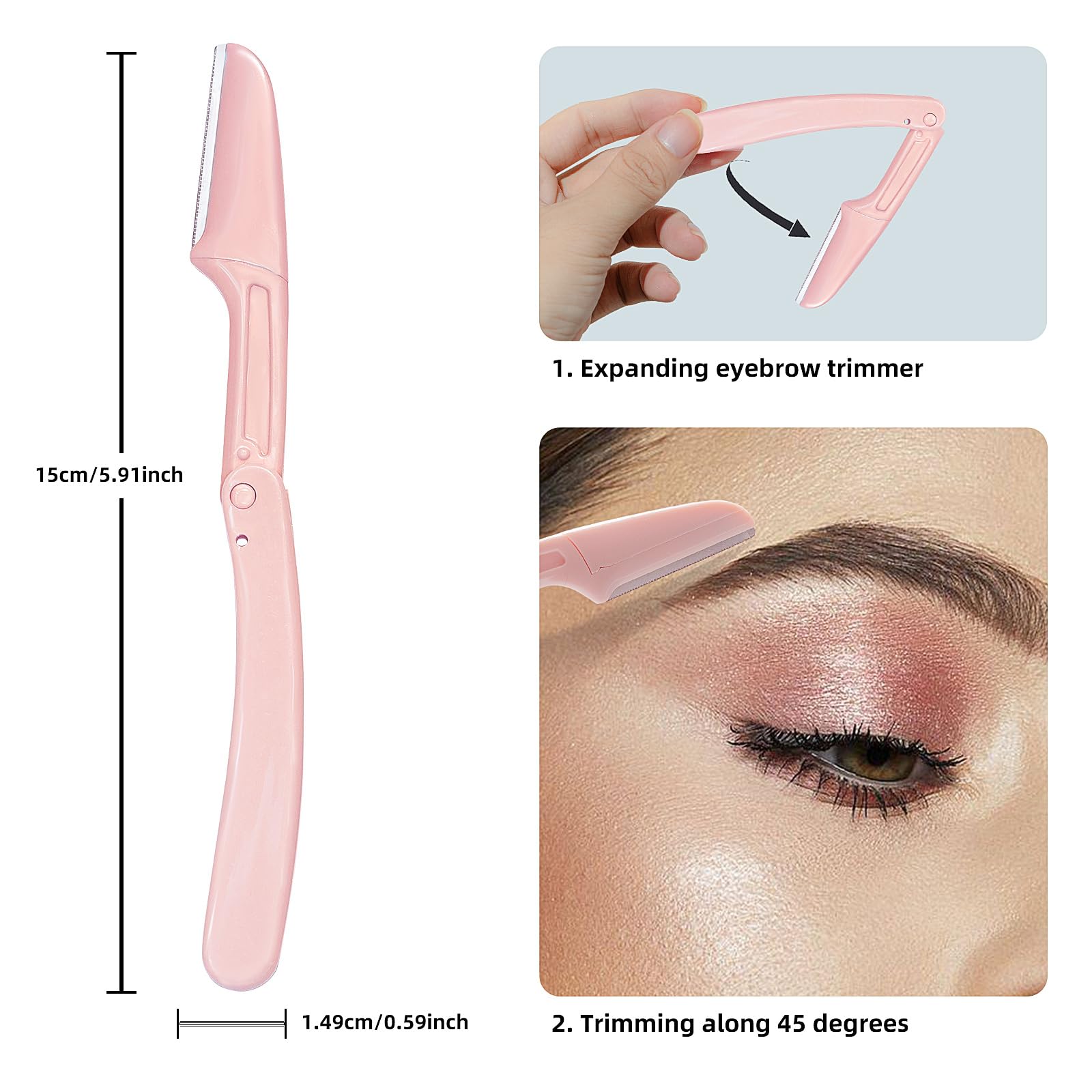7pcs Dermaplaning Blades for Face & Eyebrow Razor with Eyelash Brush - Foldable Facial Hair Remover for Women - Peach Fuzz & Dead Skin Exfoliator - Perfect for At-Home Spa, Pre-Makeup Prep & Skincare Routine