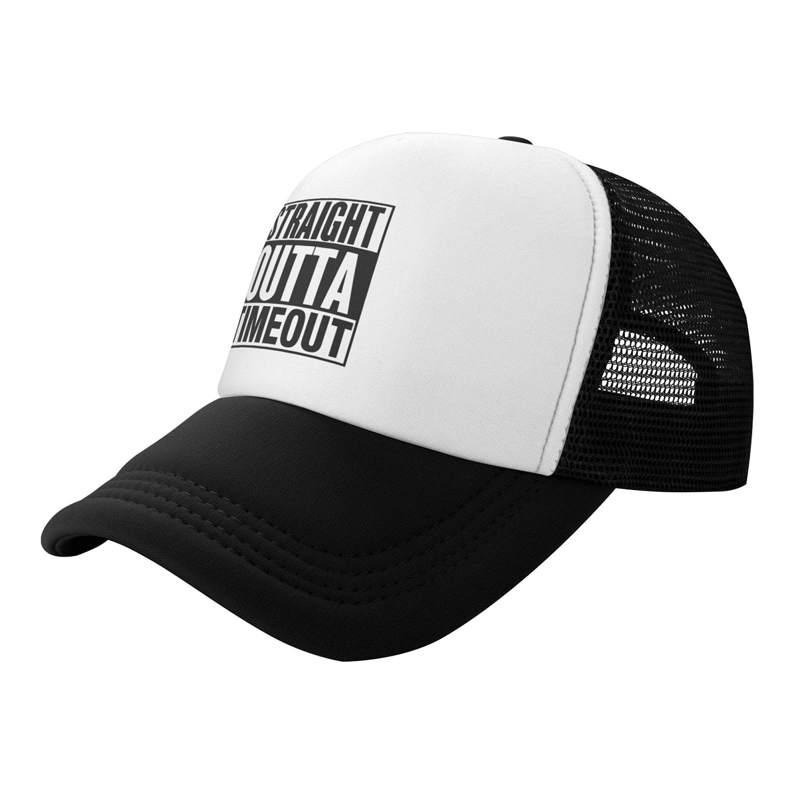 Waldeal Boys Adjustable Snapback Trucker Hat - Straight Outta Timeout Baseball Cap for Toddlers (Black) - Perfect for Outdoor Play, Sports, and Casual Wear