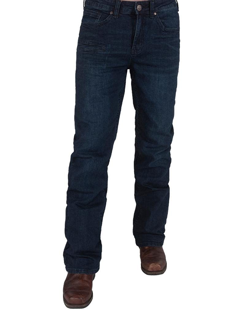 B. Tuff Western Jeans for Men - Bootcut Style, Mid-Rise Fit, Dark Wash Denim - Comfortable & Durable Cowboy Jeans - Perfect for Rodeo, Ranch Work & Casual Wear