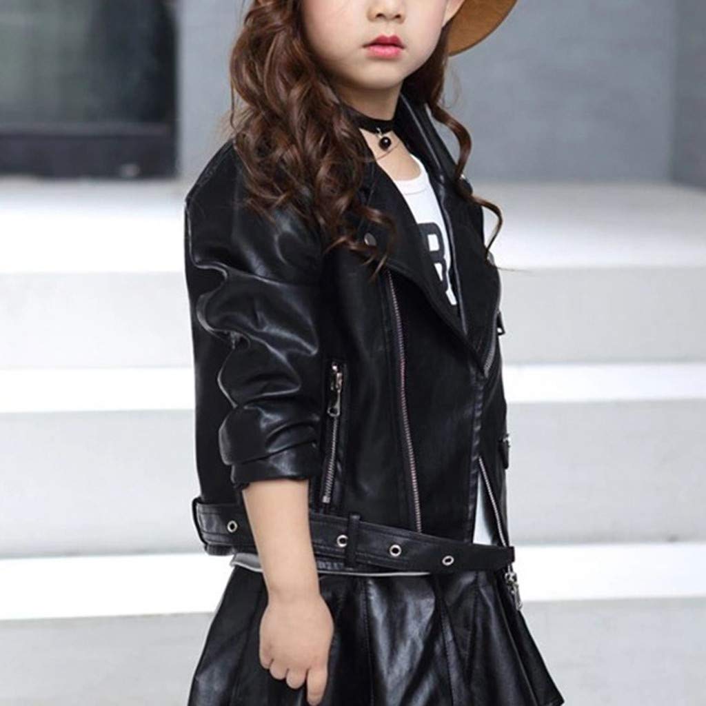 Kids Motorcycle Faux Leather Jacket for Boys & Girls - Winter Coat for Toddlers Ages 1-8 Years | Stylish Outerwear for Riding, Playdates & Cold Weather
