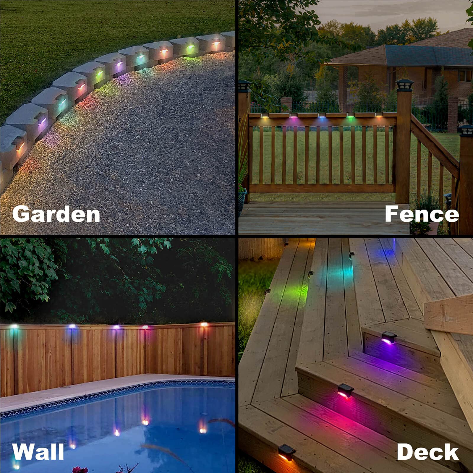 16 Pack Solar Deck Lights + 2 Pack Solar Post Lights - Outdoor Waterproof LED Pathway Lighting for Garden, Patio, Yard, and Stairs (Warm White)