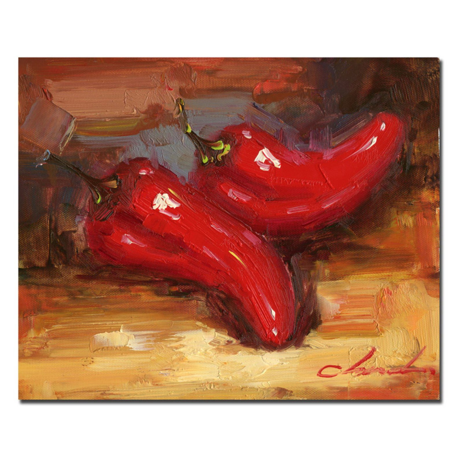 Trademark Fine Art Chili Peppers Canvas Wall Art Print - 14x19 Inches - Vibrant Kitchen Decor & Dining Room Wall Decor for Food Lovers