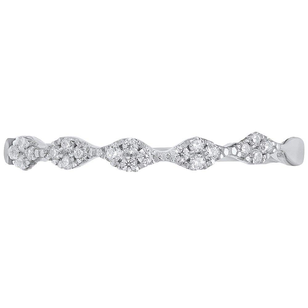 0.1 ct Natural Round Cut Diamond Ring - SI1-SI2 Clarity, G-H Color, 14K White Gold Stackable Wedding Band (Size Available) | Perfect for Engagement, Promise Rings & Anniversary Gifts