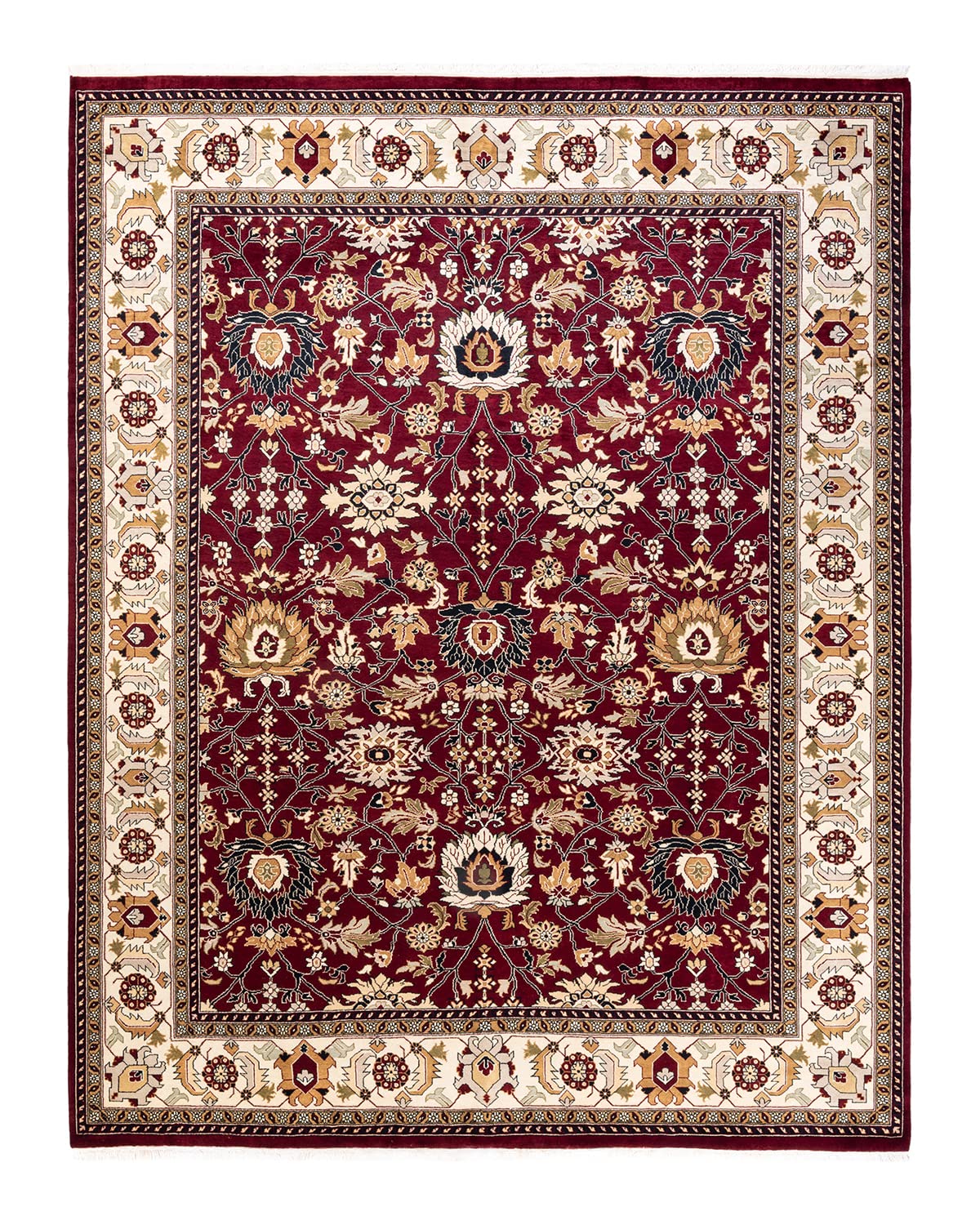 Handmade Hand-Knotted Wool Traditional Overdyed Mogul Red 8x10 Area Rug - Unique Solo Rugs for Living Room, Bedroom & Dining Room Decor