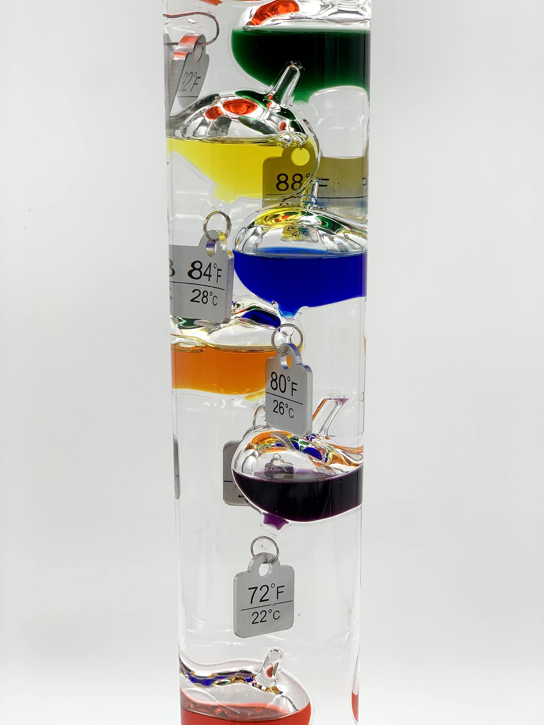 Glass Tube Galileo Thermometer with Wooden Base - 20