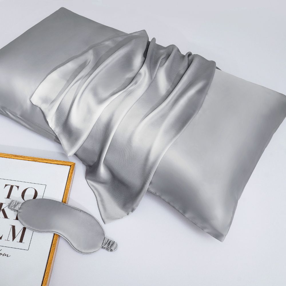 22 Momme 100% Pure Mulberry Silk Pillowcase for Hair & Skin Care - Luxury Hypoallergenic Pillow Cover for Beauty Sleep & Wrinkle Prevention (Queen Size, Silver Grey) - Perfect for Sensitive Skin & Frizzy Hair Control