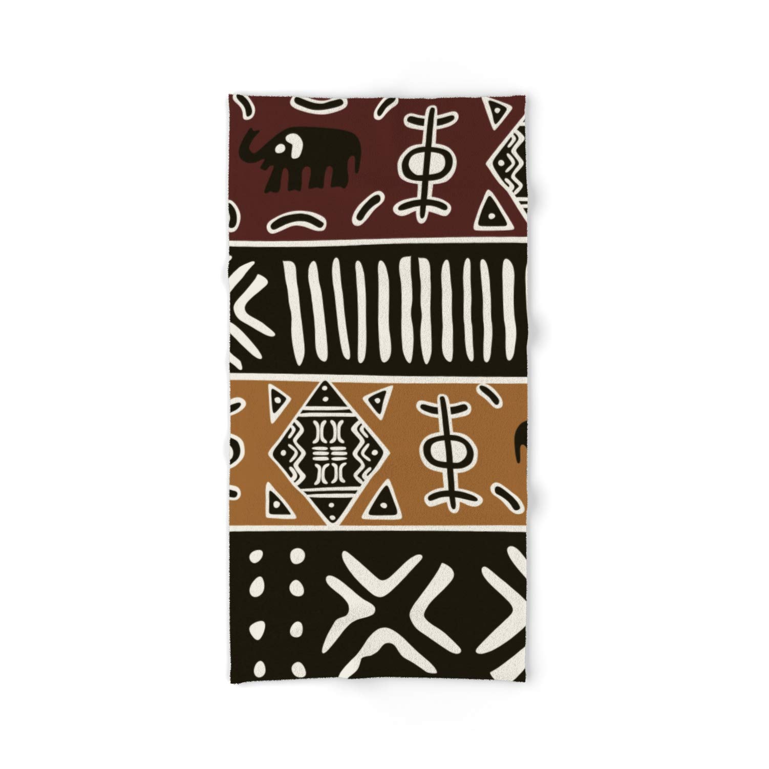 African Mud Cloth with Elephants Bath Towel by Dayone | Soft Absorbent Cotton Towel for Bathroom, Beach & Spa | Society6 Home Decor
