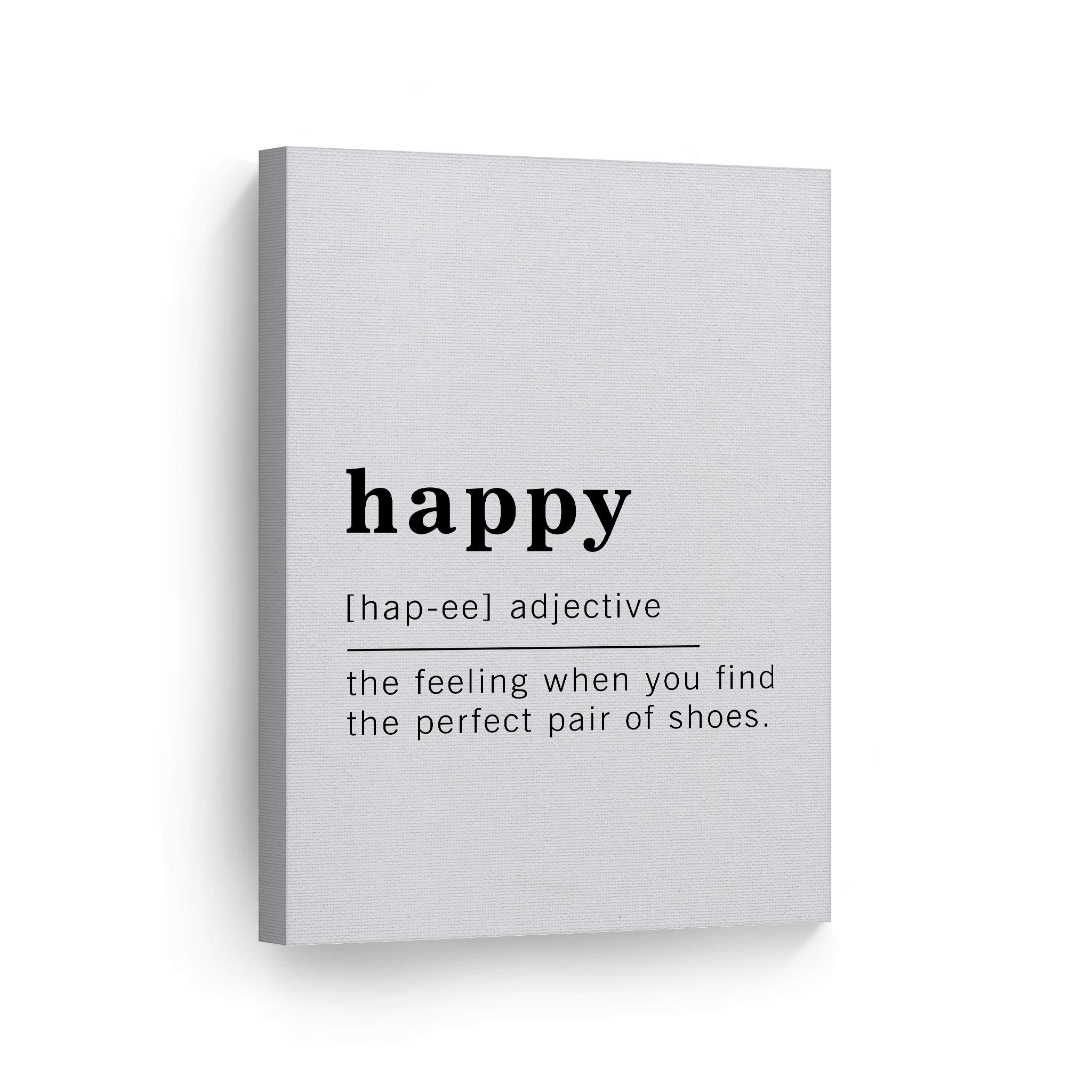 Funny Adjective Noun Dictionary Definition of Happy Canvas Print - Inspirational Quote Wall Art for Office, Living Room, Bedroom & Bathroom - Ready to Hang Home Decor (36x24, Made in USA) - Perfect for Gifts, Housewarming & Motivational Spaces