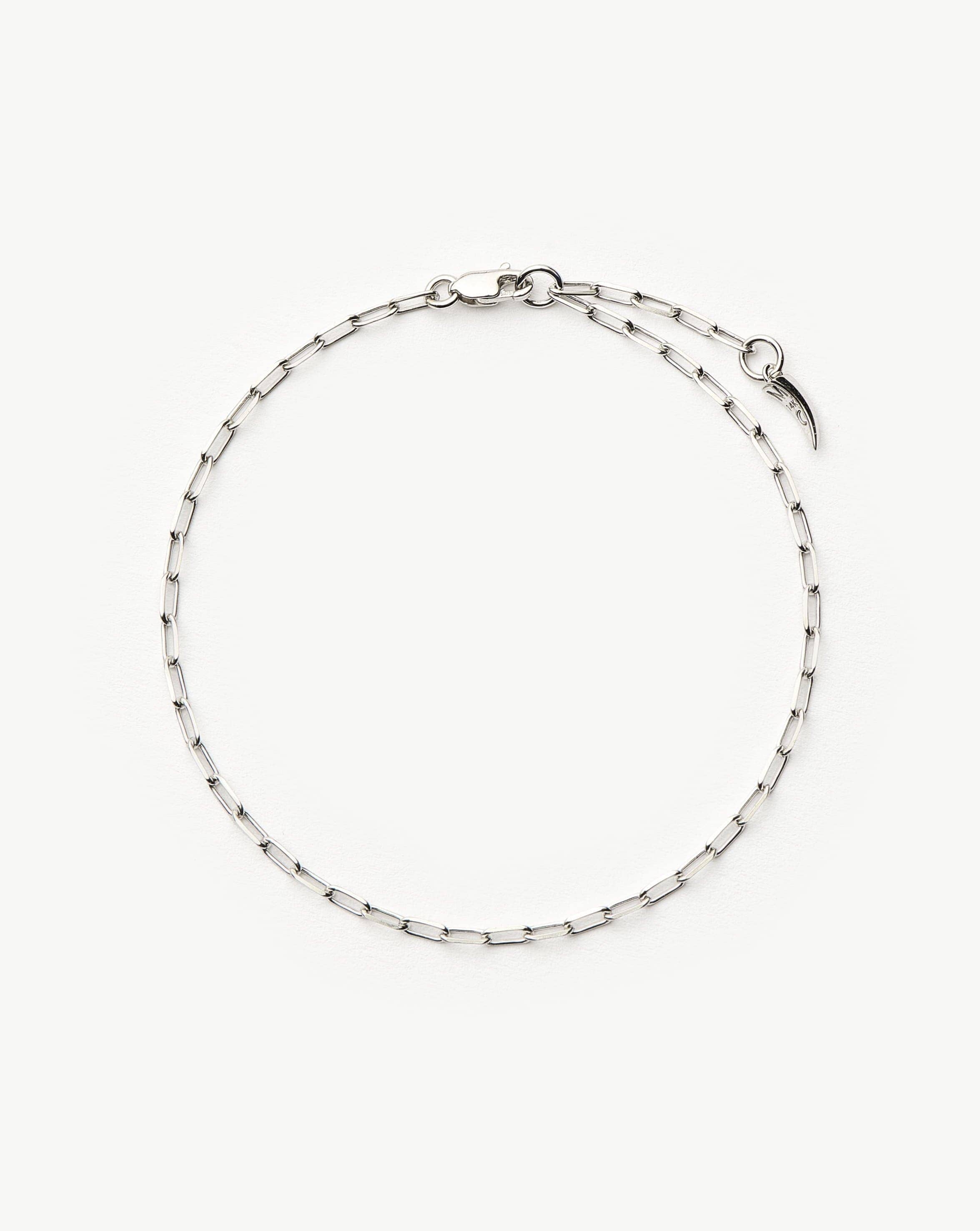 14k Solid White Gold Paperclip Chain Bracelet for Women - Classic Minimalist Fine Jewelry for Everyday Wear & Special Occasions