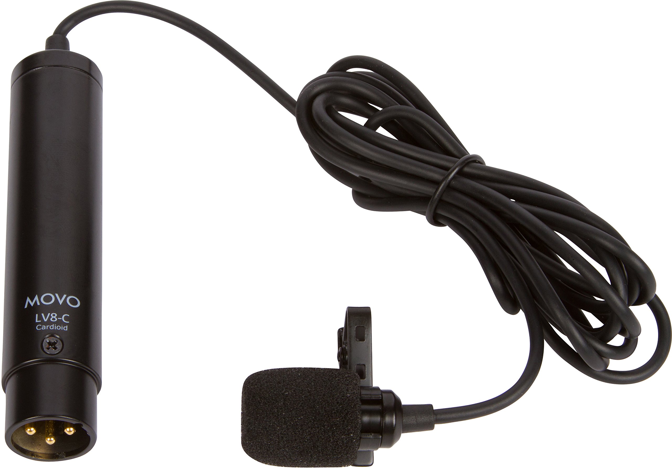 MOVO LV8-C Professional XLR Lavalier Cardioid Condenser Microphone with 12mm Capsule - Broadcast-Quality Wired Mic for Voice Recording, Podcasting, Interviews & Streaming - Includes Lapel Clip, Carrying Case & Windscreen