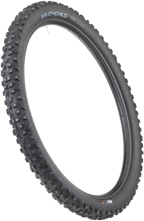 45NRTH Wrathchild Tubeless Folding Bike Tire - 29x2.6 Inch, 60 TPI, Black, 252 Concave Carbide Studs - Winter & Snow Cycling for Mountain Bikes - Perfect for Trail Riding and Harsh Weather Conditions