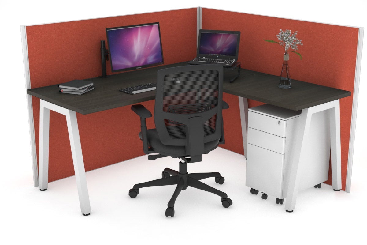 Horizon Quadro A Legs L-Shaped Corner Office Desk - 1400L x 1450W - Modern Home Office Workstation for Small Spaces | Perfect for Gaming, Study & Remote Work