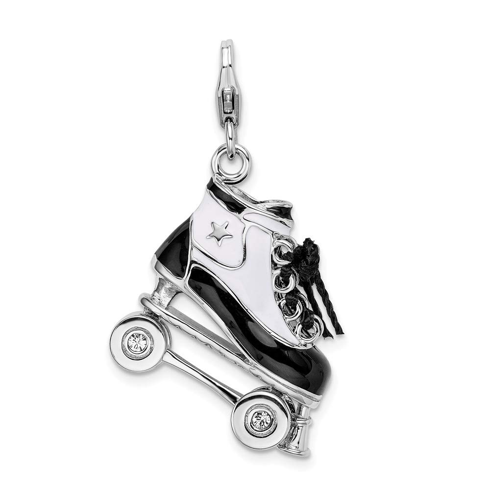 925 Sterling Silver 3D Enamel Roller Skate Charm Pendant with Lobster Clasp - Perfect for Bracelets, Necklaces & DIY Jewelry Making - Unique Gift for Skaters & Roller Derby Fans