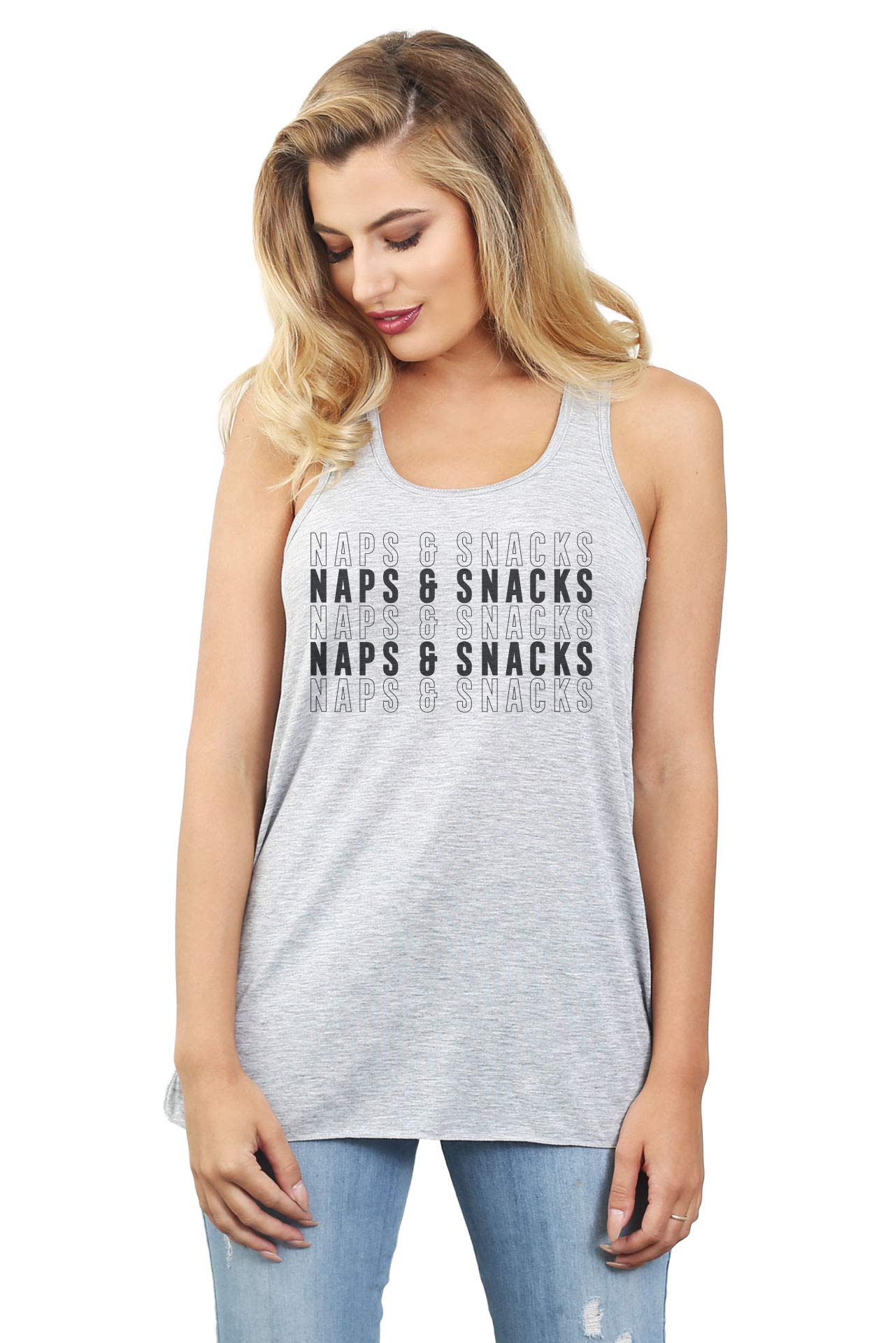 Women's Sleeveless Flowy Racerback Yoga Tank Top - Breathable Workout Top for Gym, Running & Lounge Wear - Naps and Snacks Activewear