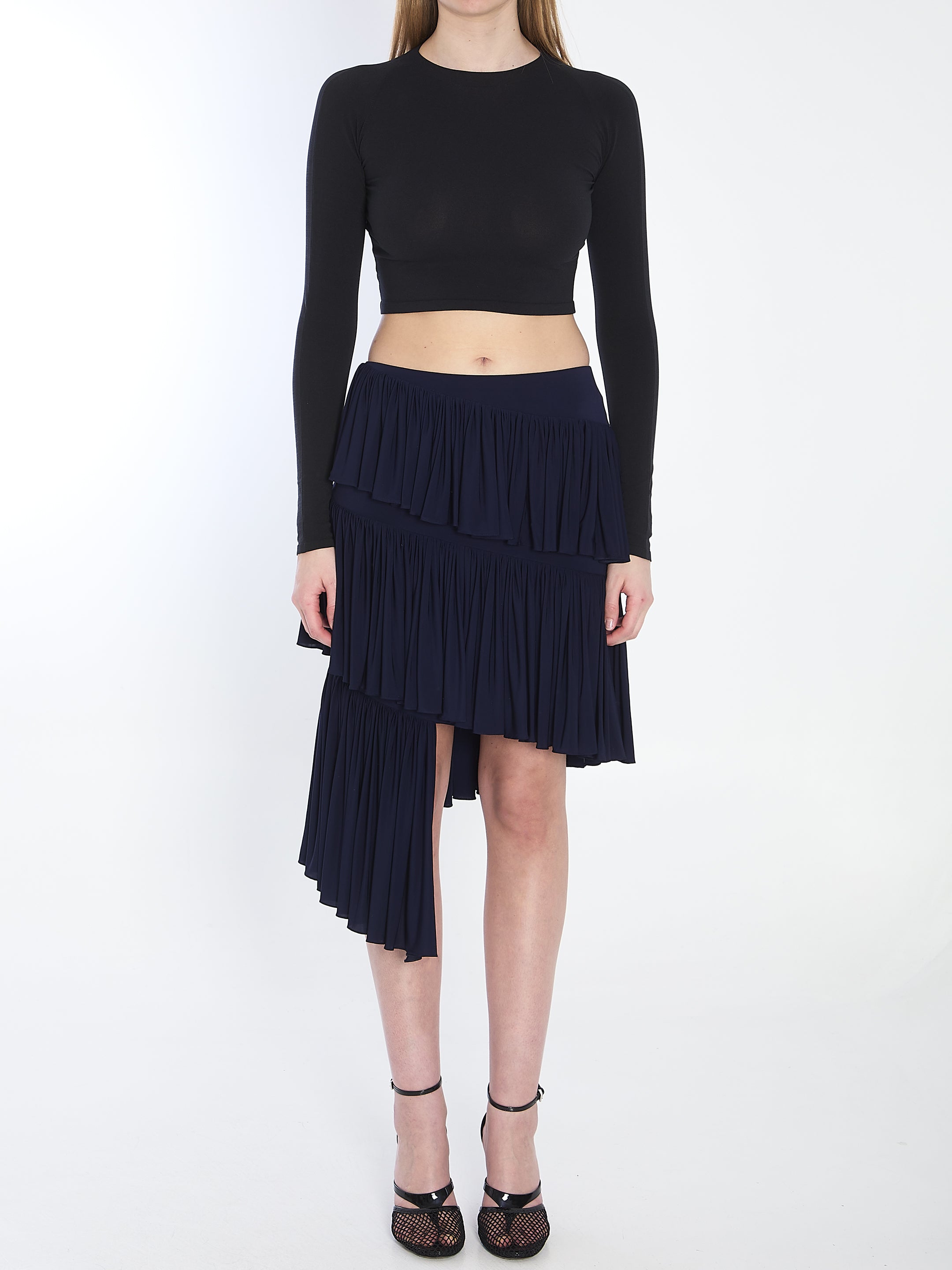 Alaia Second Skin Effect Crop Top - Seamless Fitted Women's T-Shirt for Yoga, Gym & Night Out | Trendy Stretchy Comfort Top