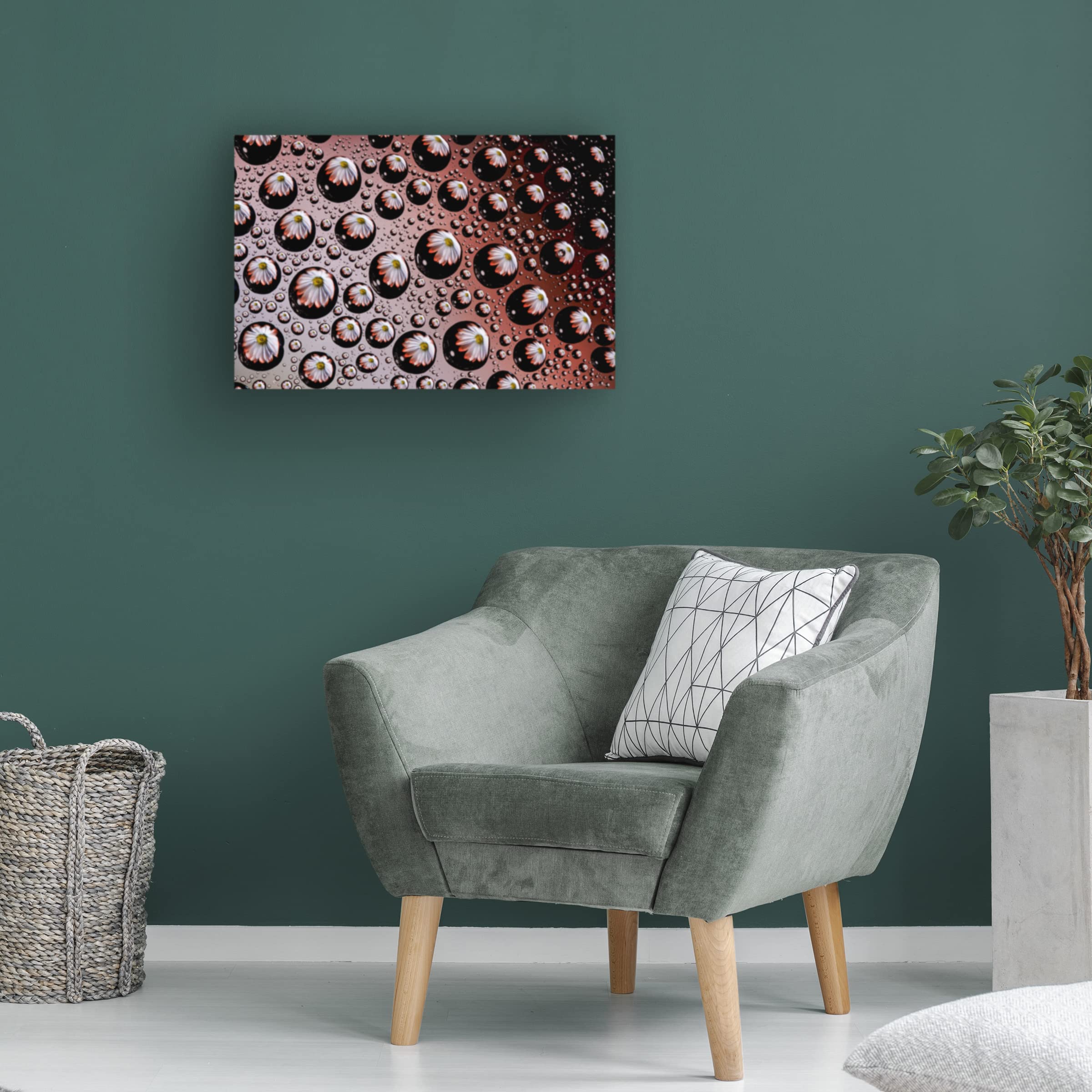 Gordon Semmens 'Window Drops 02' Canvas Wall Art Print - 16x24 Inches - Modern Abstract Painting for Living Room, Bedroom & Office Decor