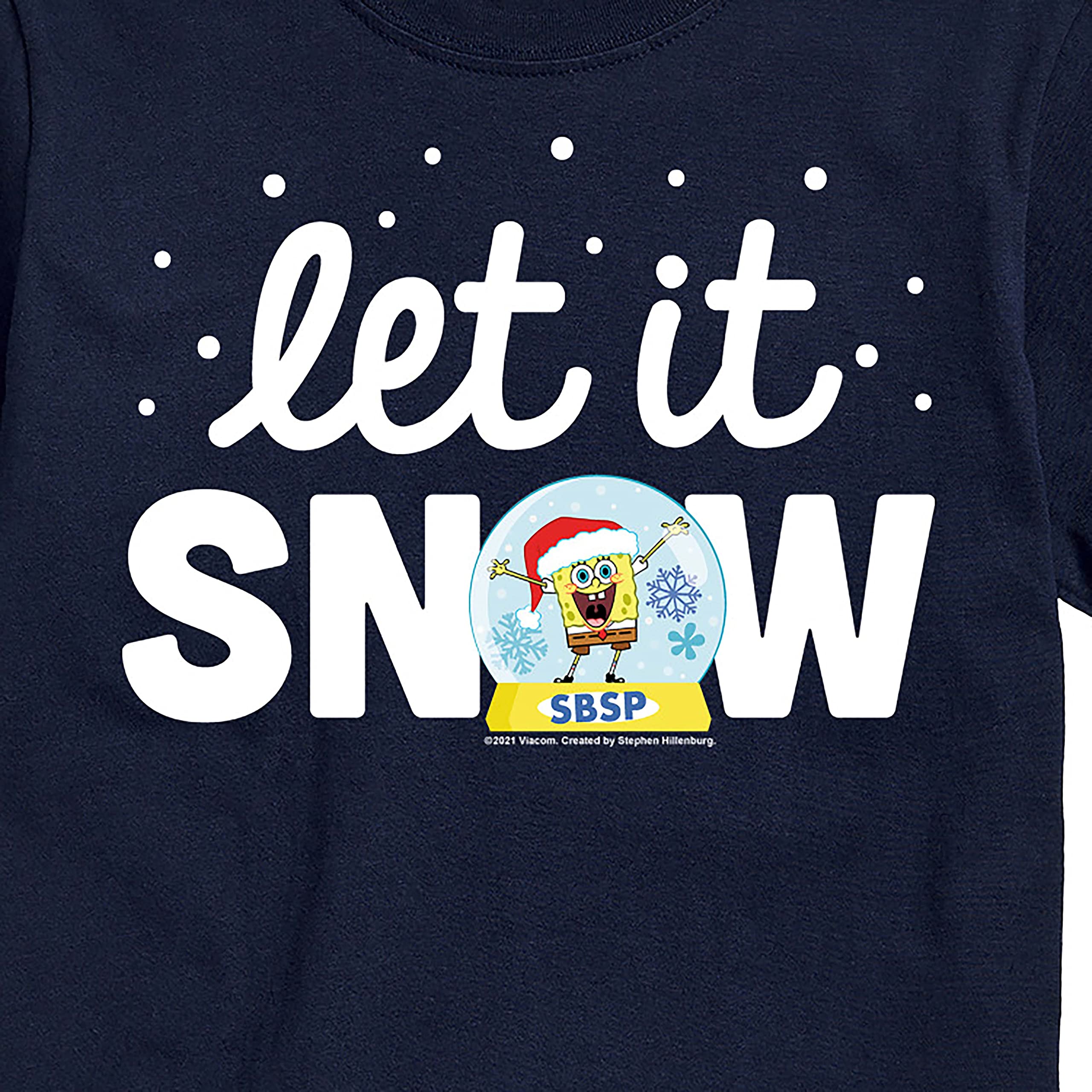 HYBRID APPAREL Spongebob Squarepants Let It Snow Men's Graphic T-Shirt - Funny Cartoon Short Sleeve Tee for Christmas Gifts & Holiday Parties