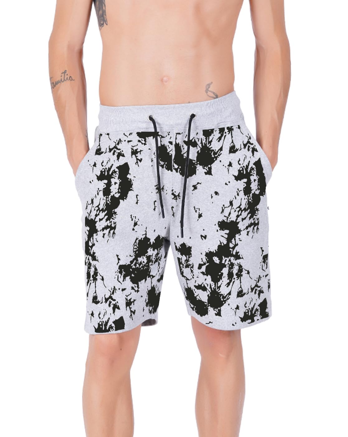 Hotfits Men's Casual Printed Cotton Elastic Waist Shorts - Breathable Workout Running Shorts with Pockets for Gym, Jogging & Summer Outdoor Activities