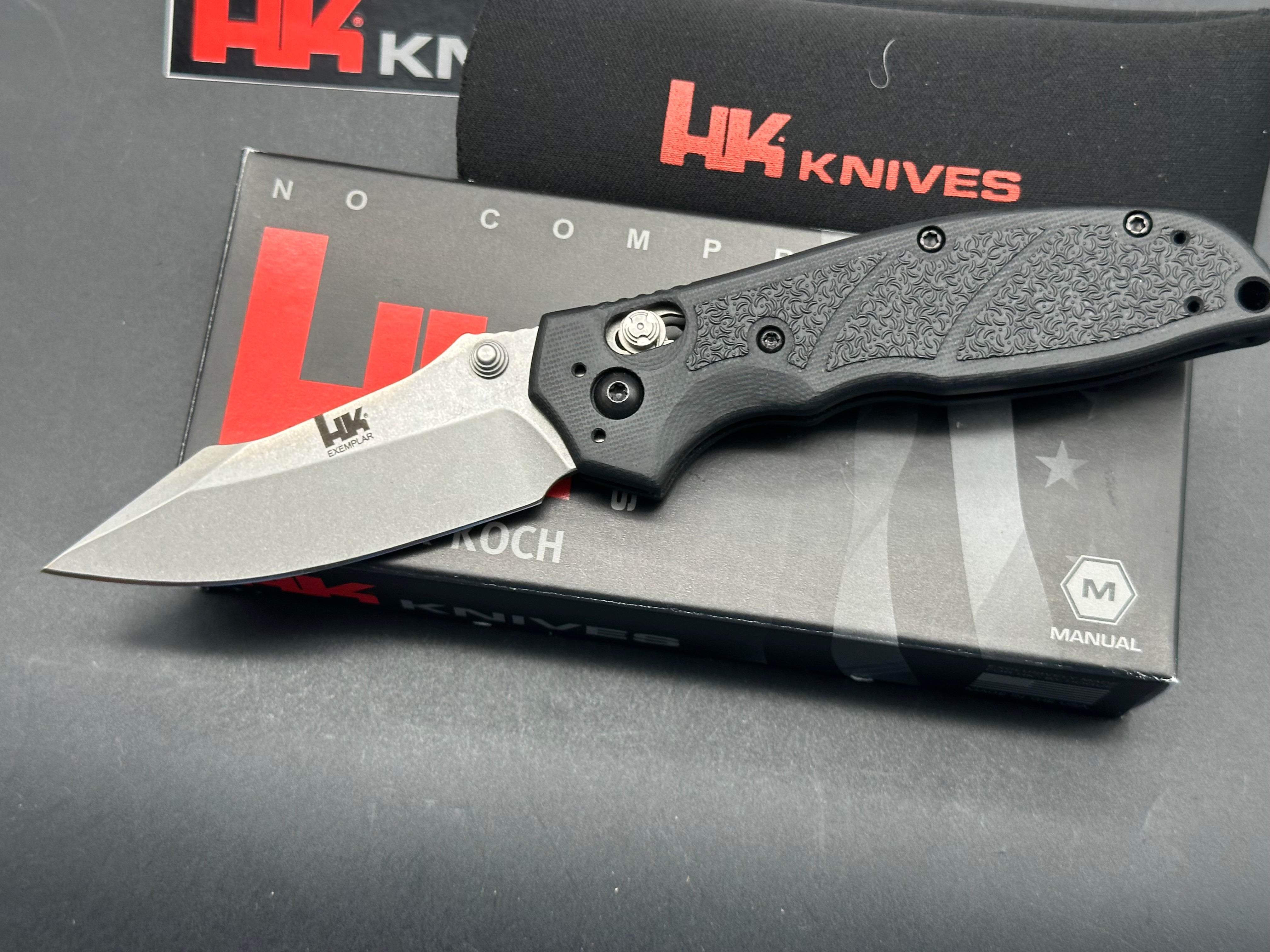 HK Exemplar Pivot Lock Folding Knife - Black G10 Handle, 3.25